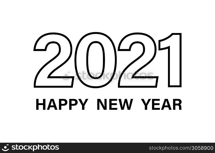 2021 Happy New Year line. Vector isolated element. Minimal linear concept. Abstract icon. Brochure design template, banner, card. Stock vector. EPS 10