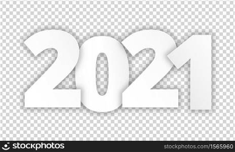 2021 Happy New Year white paper cut on transparent background Seasonal greeting card.calendar.invitation.brouchure template.