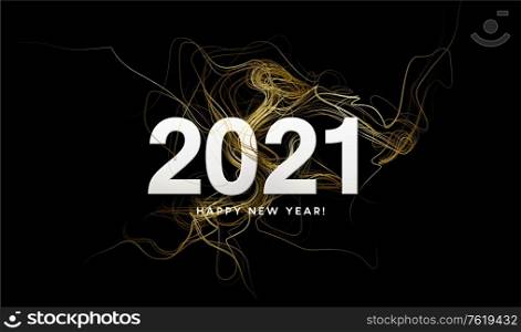 2021 inscription on the background of gold glitter confetti wave. Vector illustration EPS10. 2021 inscription on the background of gold glitter confetti wave. Vector illustration