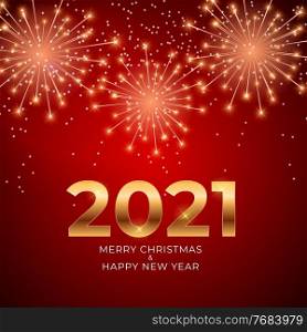 2021 New Year and Merry Christmas Background with Glossy Fireworks. Vector Illustration EPS10. 2021 New Year and Merry Christmas Background with Glossy Fireworks. Vector Illustration