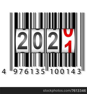 2021 New Year counter, barcode calendar illustration.. 2021 New Year counter, barcode calendar illustration