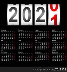 2021 New Year counter, change calendar illustration.. 2021 New Year counter, change calendar illustration