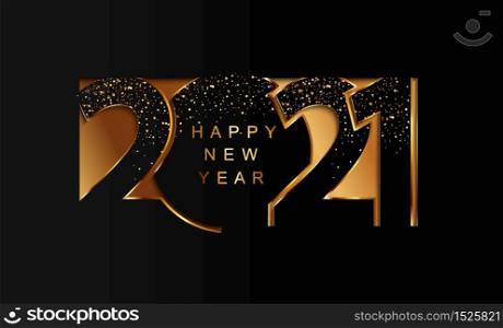 2021 new year golden paper cut banner with shimer and wishing happy holidays for your seasonal holidays flyers, greetings and invitations, christmas themed congratulations, cards. Vector illustration.. 2021 new year golden paper cut banner with shimer.