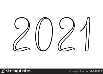 2021 new year text hand written in vector