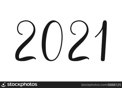 2021 new year text hand written in vector