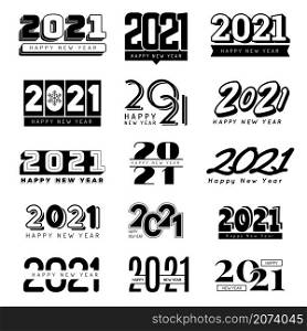 2021 numbers. Christmas party decoration logo hand lettering elements recent vector icons collection. New year 2021, holiday event illustration. 2021 numbers. Christmas party decoration logo hand lettering elements recent vector icons collection