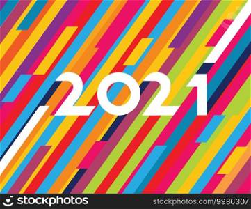 2021 Typography with color lines. Minimalism vector