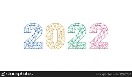 2022 banner. New year calendar cover. Abstract colorful polygonal design. Color vector illustration