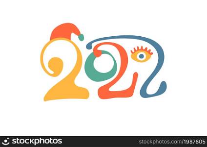2022 banner. New year calendar cover. Abstract strange colorful design. Color vector illustration