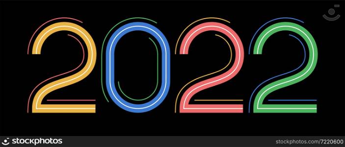 2022 banner. New year calendar cover. Colorful design. Lettering. Color vector illustration