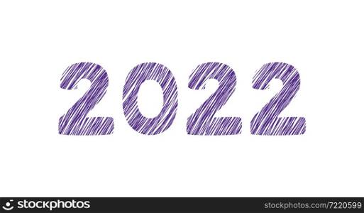 2022 banner. New year calendar cover. Hand drawn design. Pen lettering. Vector illustration