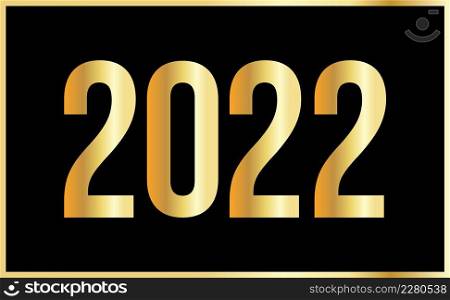 2022 Golden numbers with black background. Luxury banner for print, web, new year illustration
