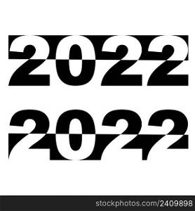 2022 happy new year black and white banner, vector 2022 lettering positive negative style