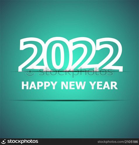 2022 Happy New Year on green background, stock vector