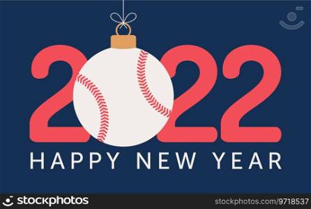 2022 happy≠w year baseball flat sty≤sports Vector Ima≥