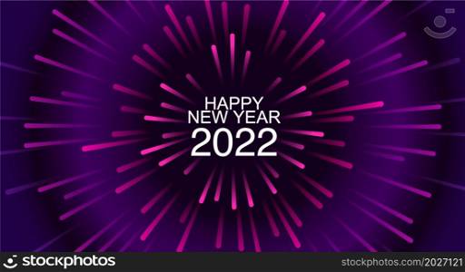 2022 New Year banner, celebration fireworks