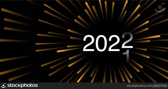 2022 New Year banner, celebration fireworks, countdown number.