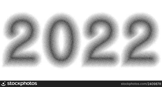 2022 year simple banner dots halftone effect, vector template for design pop art comic banner, halftone 2022 year