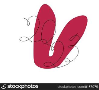 2023 continuous line hand drawn drawing.Celebration New Year concept isolated on white background. Text for greeting card design. Viva Magenta.Vector illustration.