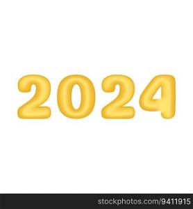 2024 3D digits vector. Golden number 2024 isolated on white background. Trendy 3 D element for New Year designs.. 2024 3D digits vector. Golden number 2024 isolated on white background. Trendy 3 D element for New Year designs