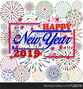 2039 Happy New Year greeting card with colorful fireworks. Vector design template.