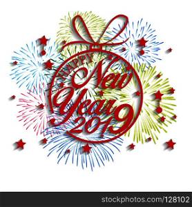 2056 Happy New Year greeting card with colorful fireworks. Vector design template.