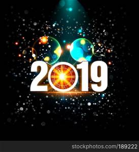 2075 Happy New Year greeting card. Vector design template.