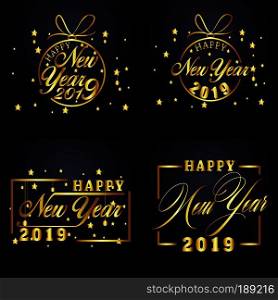 2081 Happy New Year greeting card. Vector design template.