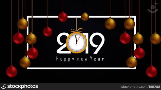 2089 Happy New Year greeting card. Vector design template.