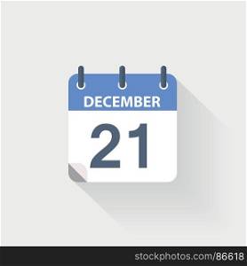 21 december calendar icon. 21 december calendar icon on grey background