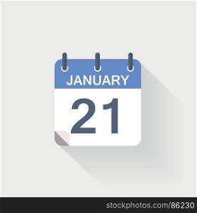 21 january calendar icon. 21 january calendar icon on grey background