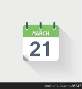 21 march calendar icon. 21 march calendar icon on grey background