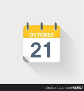21 october calendar icon. 21 october calendar icon on grey background