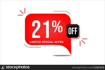 21% off limited offer. White and red banner with clearance details