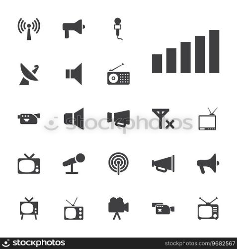 22 broadcast icons Royalty Free Vector Image