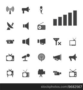 22 broadcast icons Royalty Free Vector Image