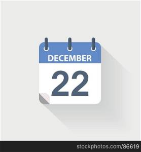22 december calendar icon. 22 december calendar icon on grey background