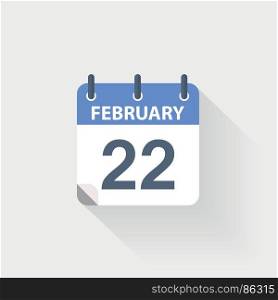 22 february calendar icon. 22 february calendar icon on grey background
