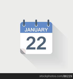 22 january calendar icon. 22 january calendar icon on grey background