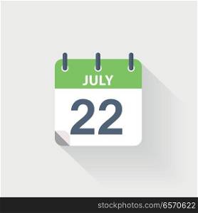 22 july calendar icon. 22 july calendar icon on grey background