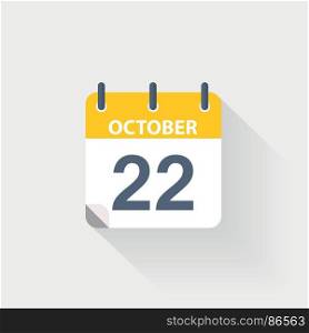22 october calendar icon. 22 october calendar icon on grey background