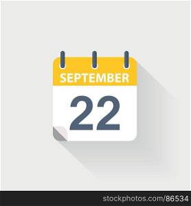 22 september calendar icon. 22 september calendar icon on grey background