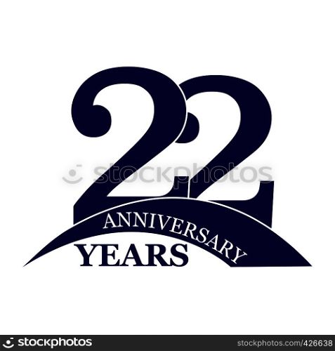22 years anniversary, flat simple design, logo