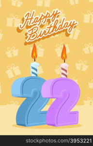 22 years celebration, 22nd happy birthday. Vector illustration