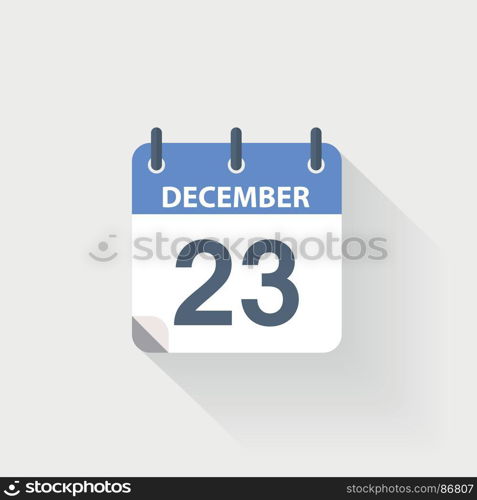 23 december calendar icon. 23 december calendar icon on grey background