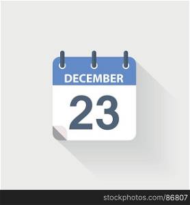 23 december calendar icon. 23 december calendar icon on grey background