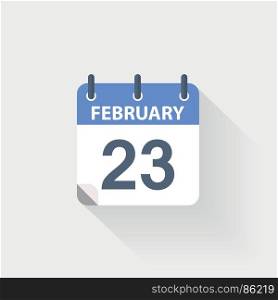 23 february calendar icon. 23 february calendar icon on grey background