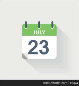 23 july calendar icon. 23 july calendar icon on grey background