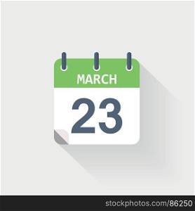 23 march calendar icon. 23 march calendar icon on grey background