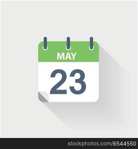 23 may calendar icon. 23 may calendar icon on grey background